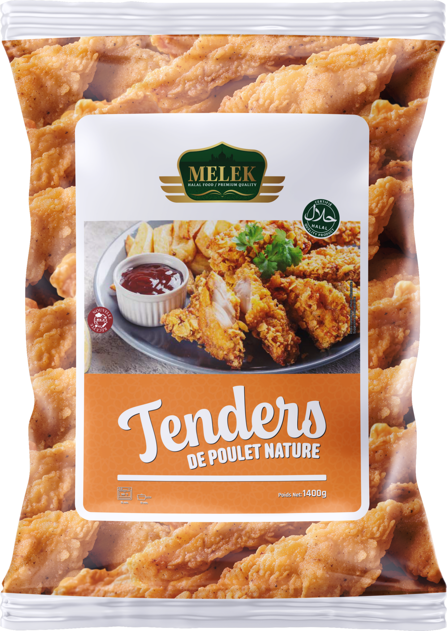 Tenders de poulet nature Malek 1400g surgelé halal