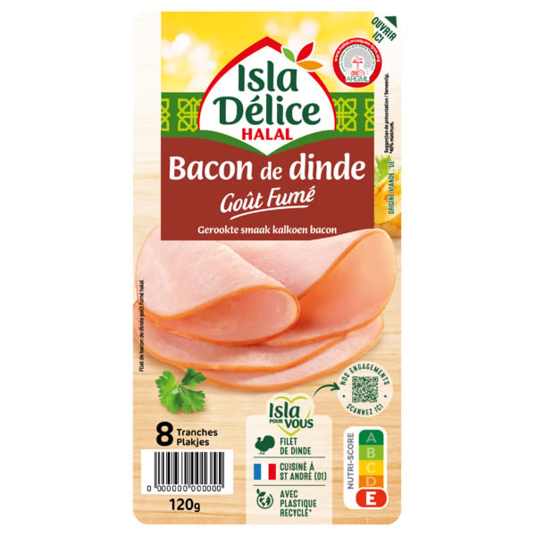 Bacon de dinde goût fumé 8 tranches 120 g