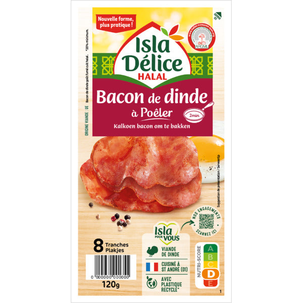 Bacon de dinde goût fumé à poêler 8 tranches 120 g