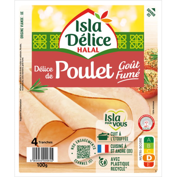Délice de poulet goût fumé 4 tranches 100 g