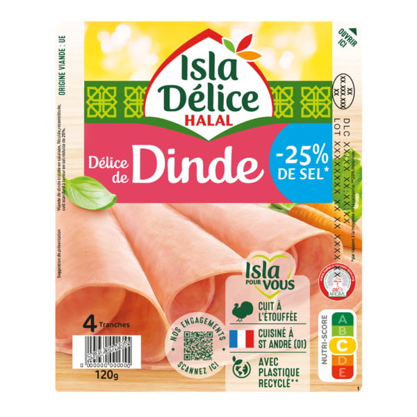 Délice de dinde -25% de sel 4 tranches 120 g