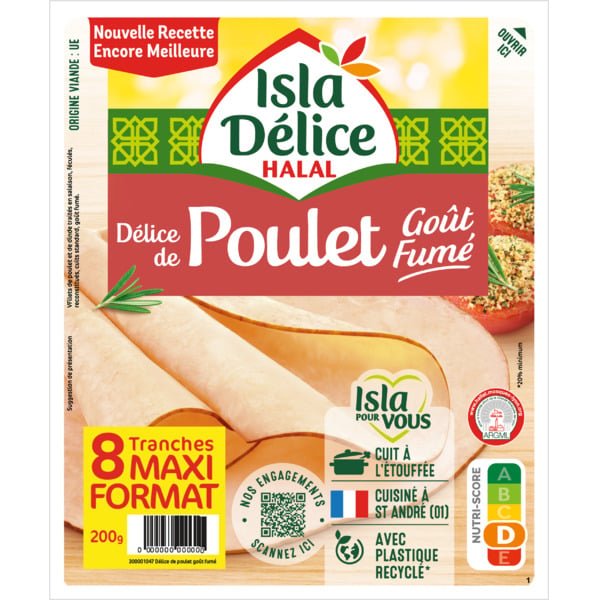 Délice de poulet goût fumé 8 tranches 200 g