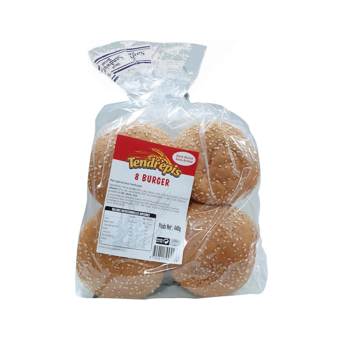 PAIN BURGER TENDREPIS X8 440G