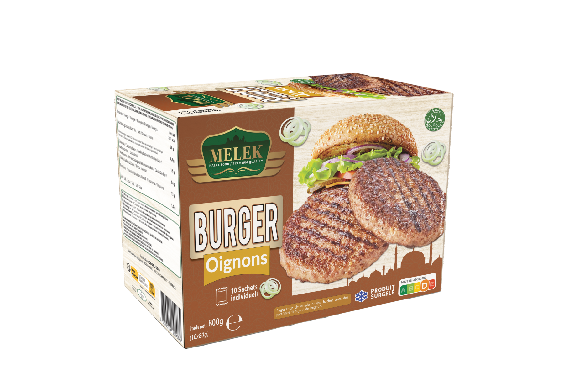 Burger à l'oignon Din'Halal 800g surgelé halal