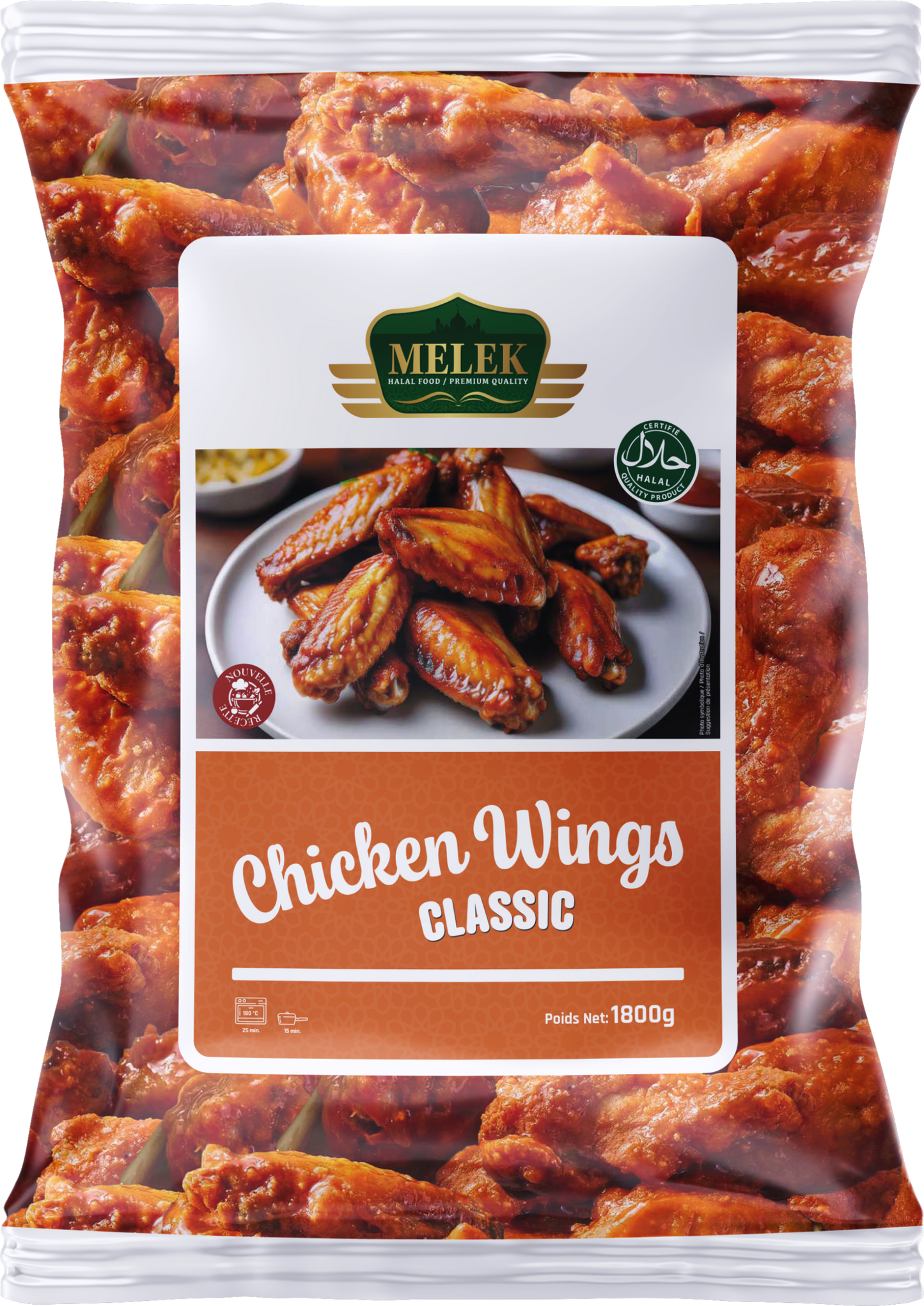 Chicken wings nature Melek 1800g surgelé halal