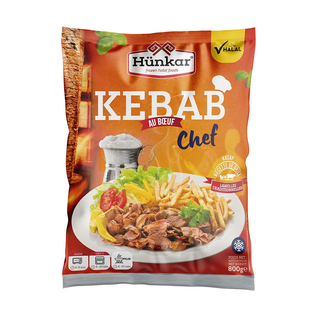 Hunkar Lamelles Kebab Boeuf&volailles Chef 800G