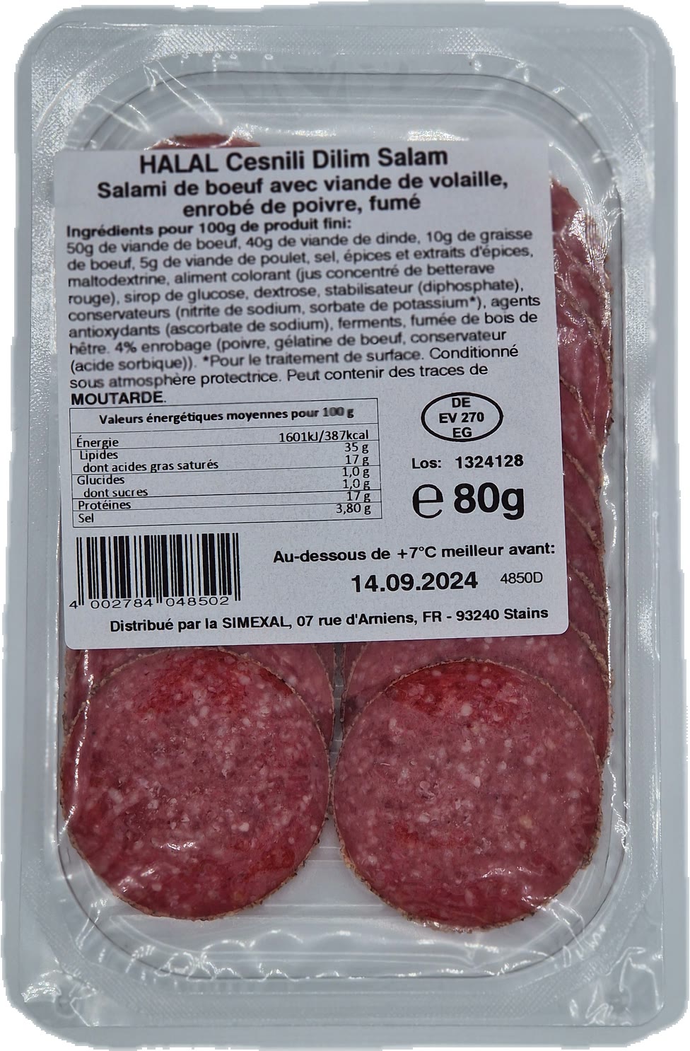 Cesnili Salami DE Volaille A LA Boeuf Enrobe DE Poivre 80G
