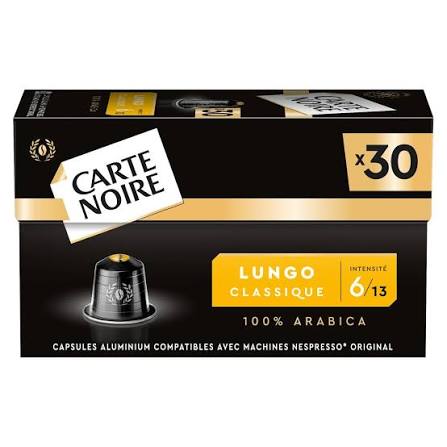 Capsules café lungo Carte Noire x30
