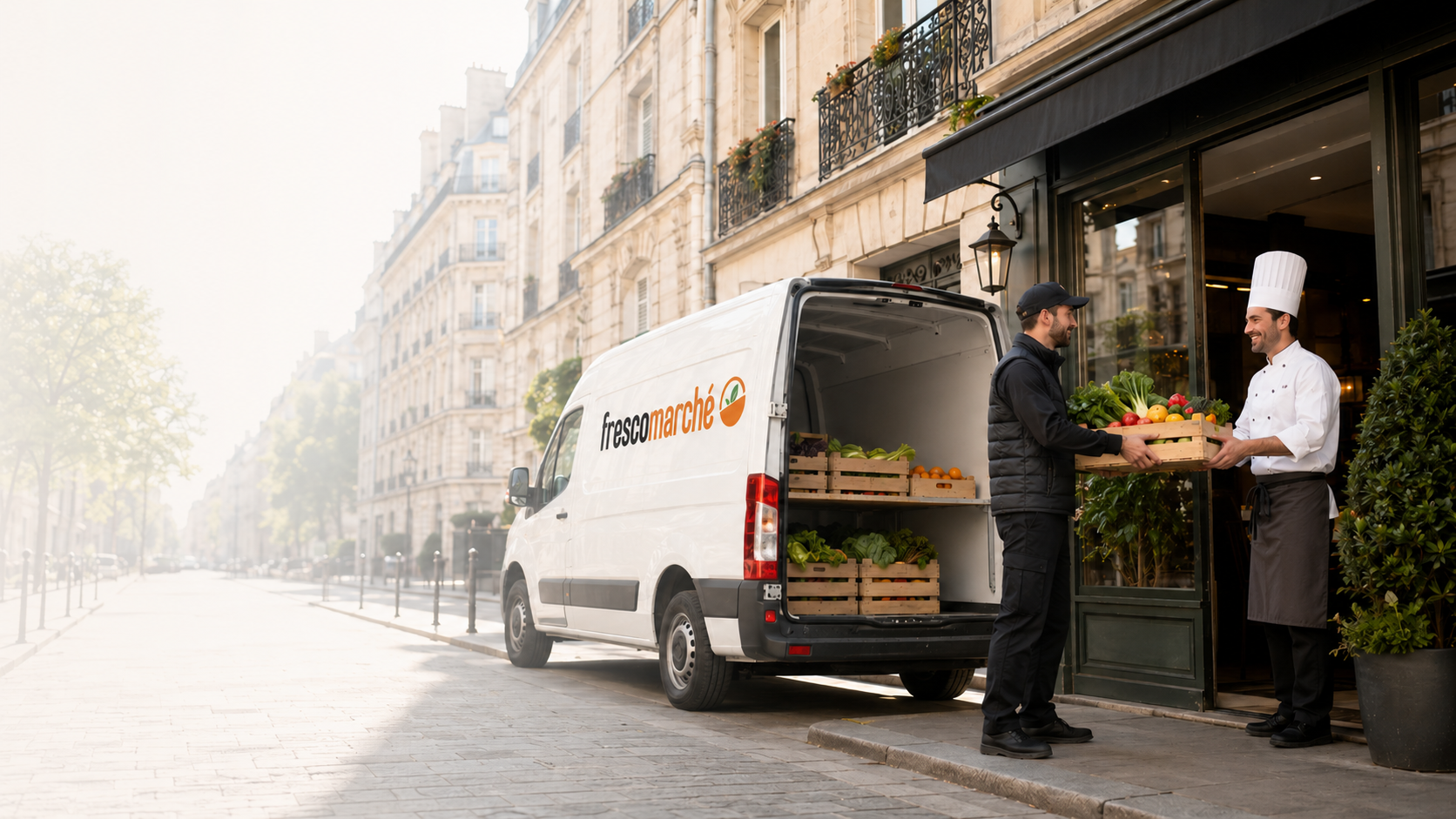 Livraison Fresco Marché de produits frais à un restaurant