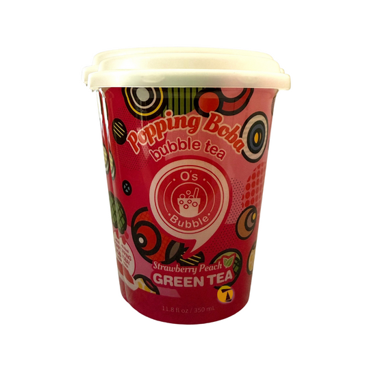 BUBBLE TEA POPPING BOBA CUP FRAISE PECHE 350ML O'S BUBBLE